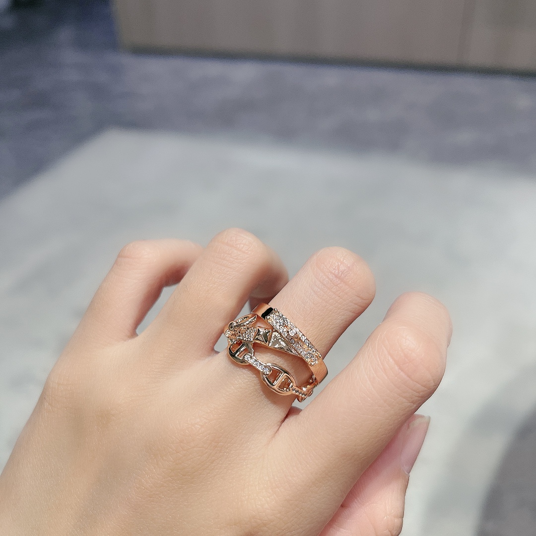 HMRV002 18k Rose Gold Alchimie Hermes ring large model - ccjewelryacc