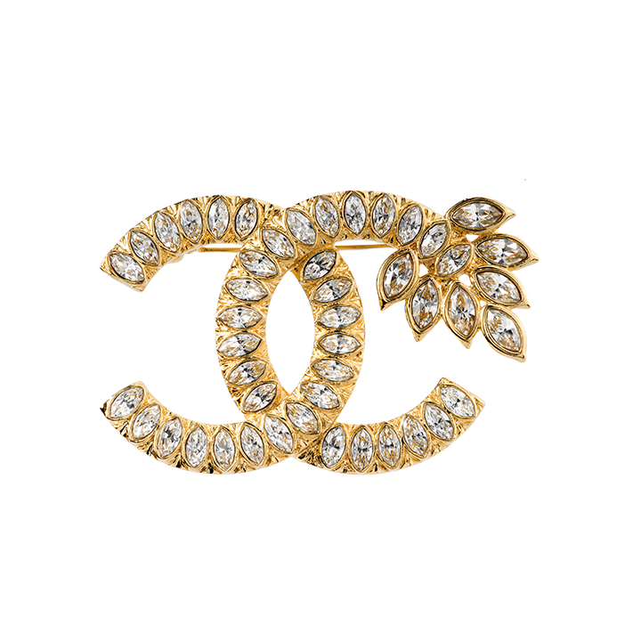 BCB022 CC style crystal double c logo brooch - ccfashionjewelry