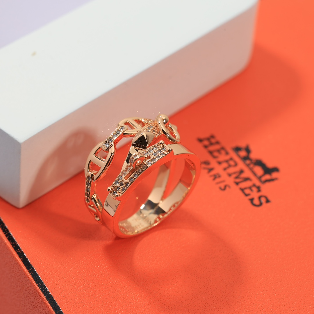 HMRV002 18k Rose Gold Alchimie Hermes ring large model - ccjewelryacc