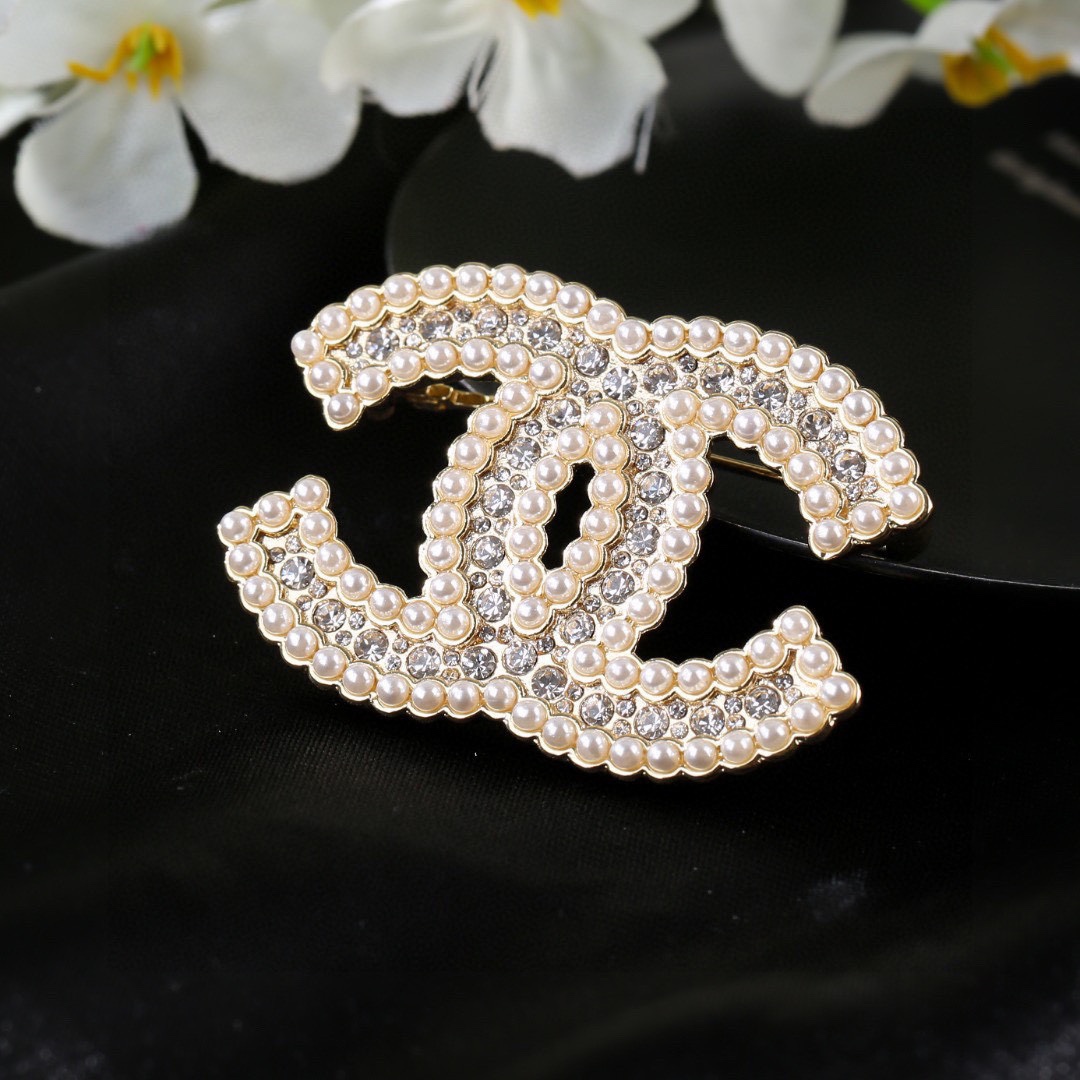 BCB016 CC crystal pearl brooch - ccjewelryacc