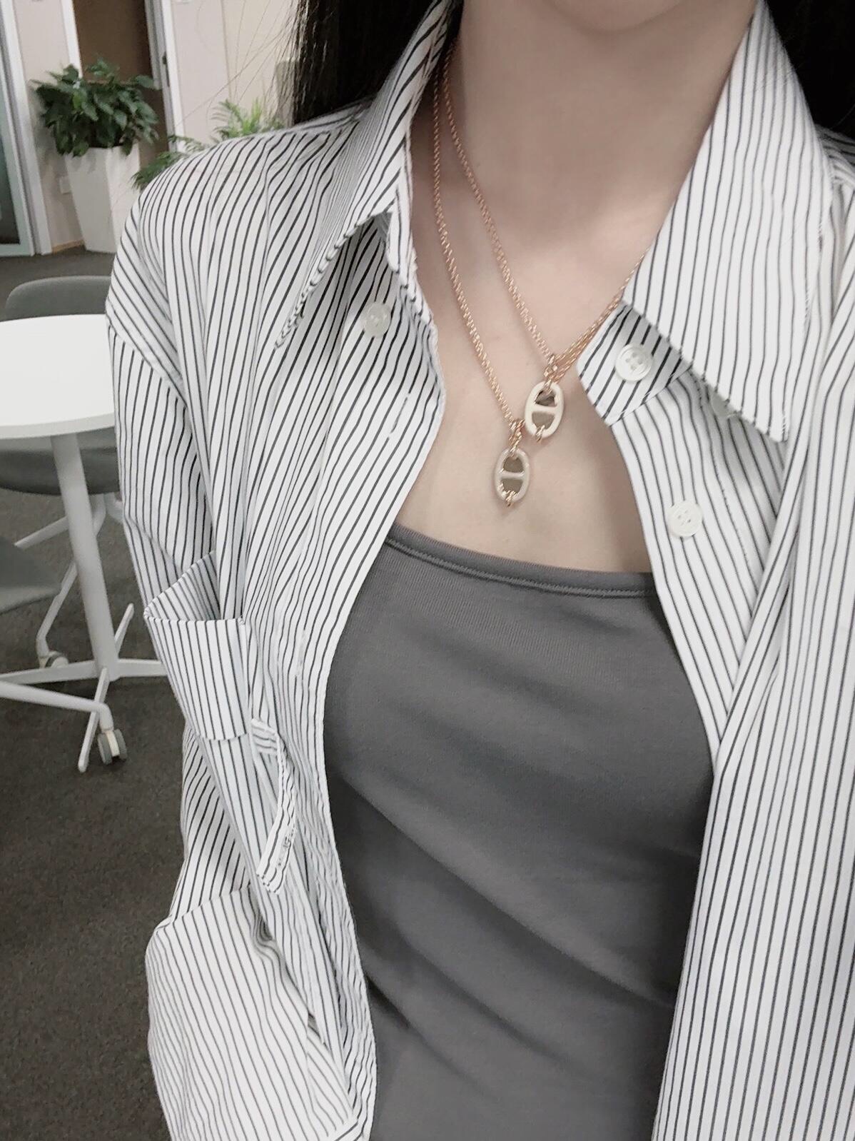 HMNS007 S925 Sterling Silver Mini Maillon pendant necklace, small model - ccjewelryacc