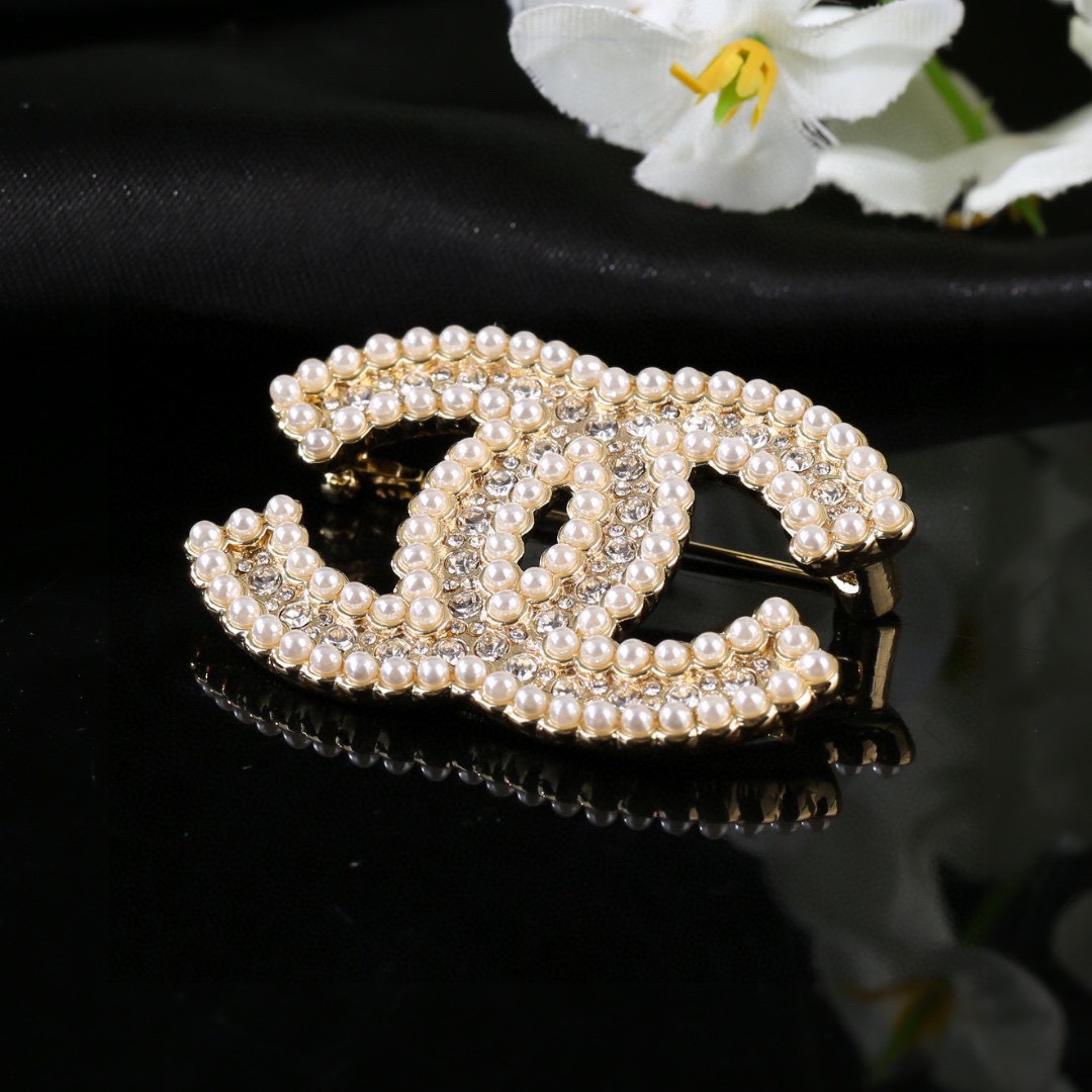 BCB016 CC crystal pearl brooch - ccjewelryacc