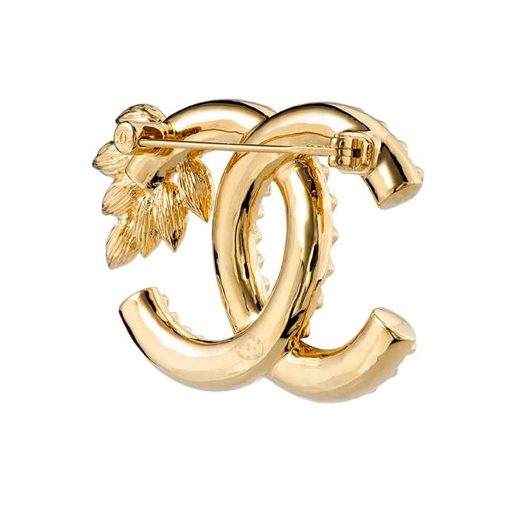 BCB022 CC style crystal double c logo brooch - ccjewelryacc