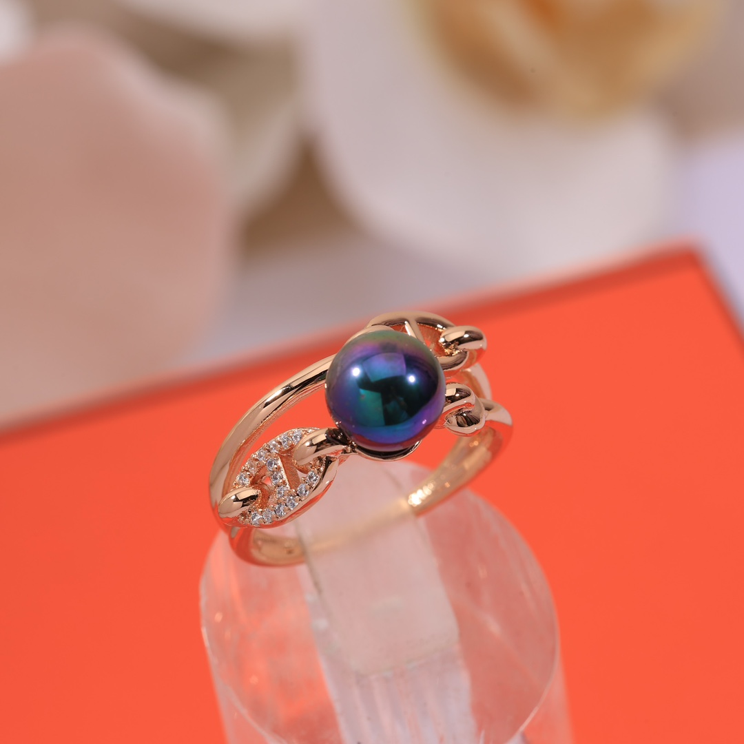 HMRV001 18k rose Gold Chaine d'ancre Chaos Pearl ring - ccjewelryacc