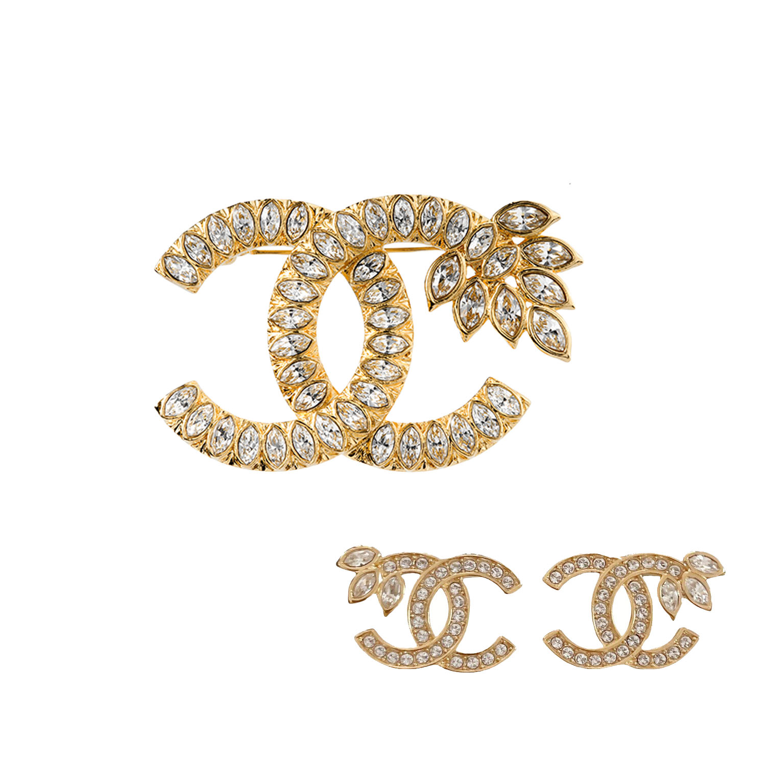 BCB022 CC style crystal double c logo brooch - ccfashionjewelry