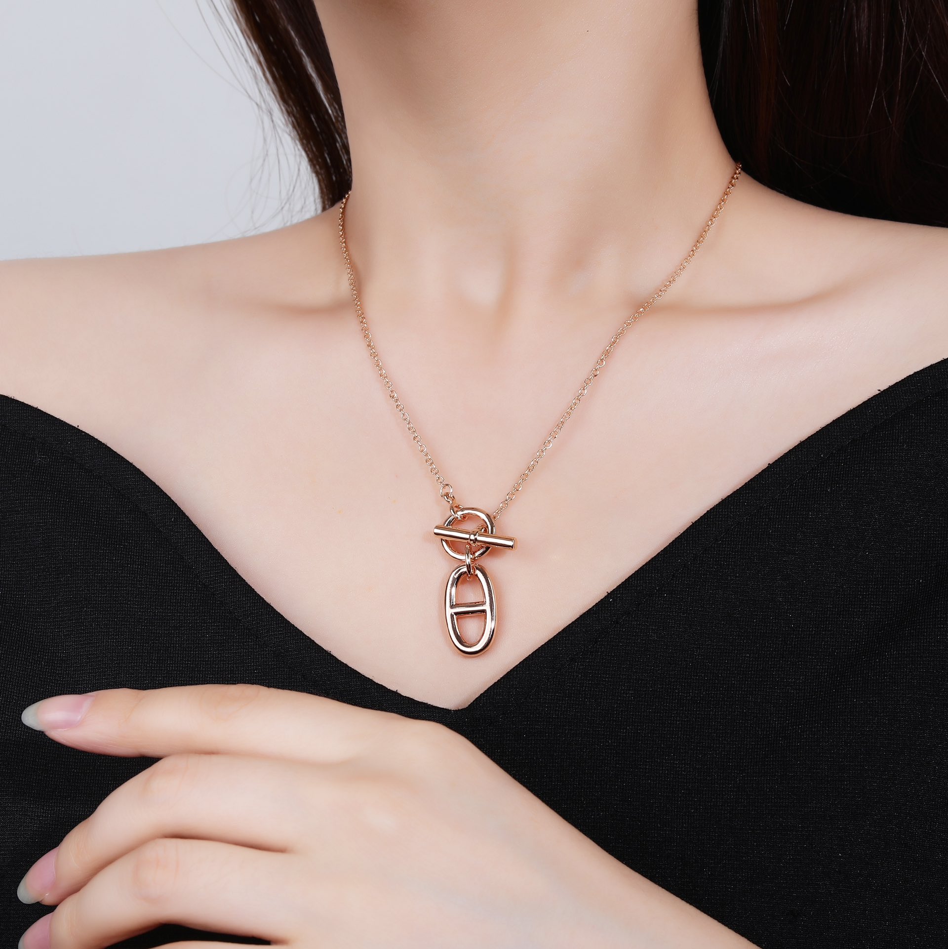 HMN014 H Pig nose Chaine d'ancre pendant necklace - ccjewelryacc