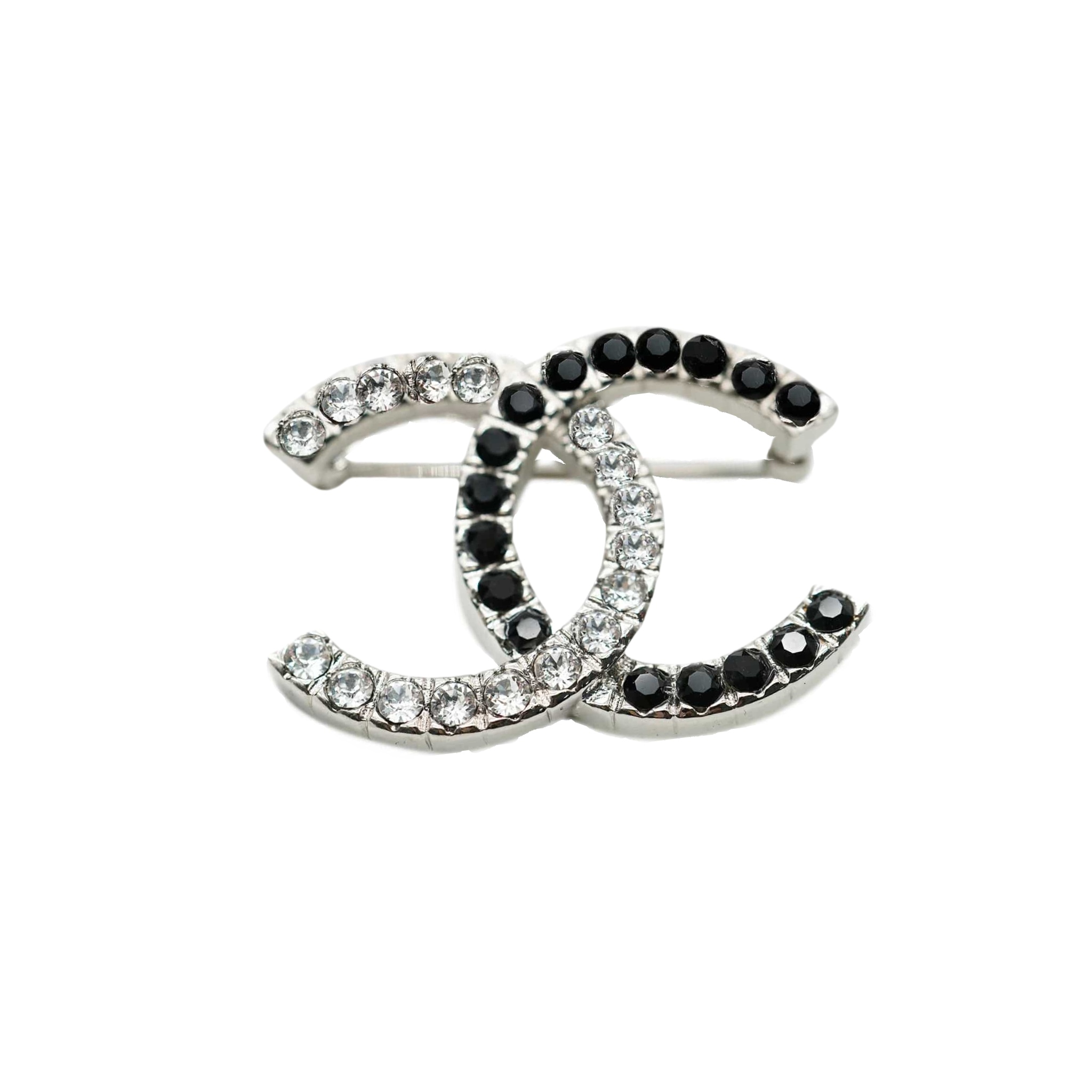 BCB033 Rhinestone and black stone CC brooch - ccjewelryacc