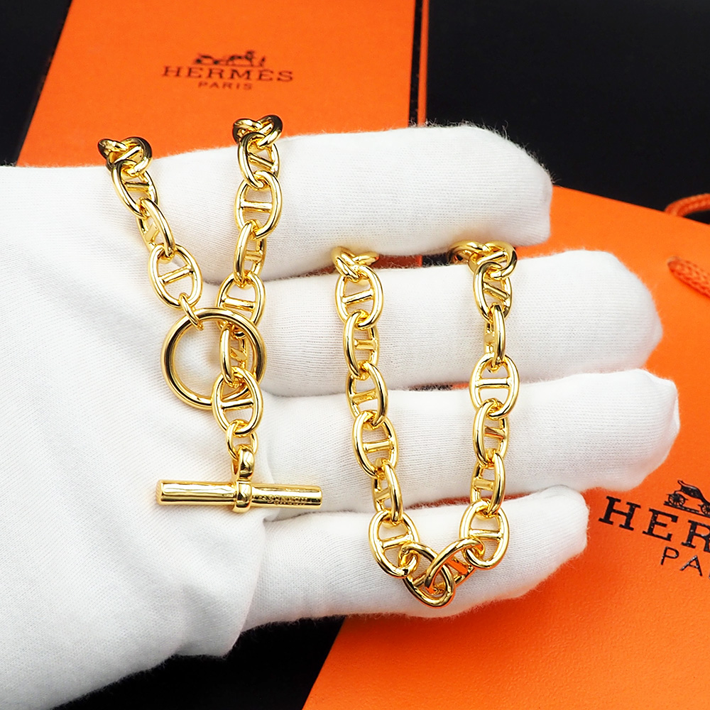 HMN019 H Pig nose Chaine d'ancre Enchainee necklace - ccjewelryacc