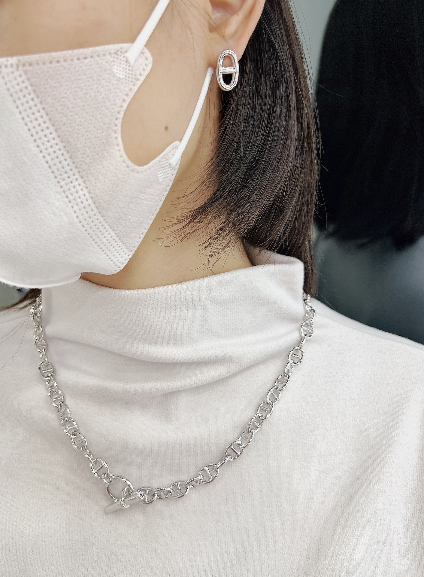 HMN019 H Pig nose Chaine d'ancre Enchainee necklace - ccjewelryacc