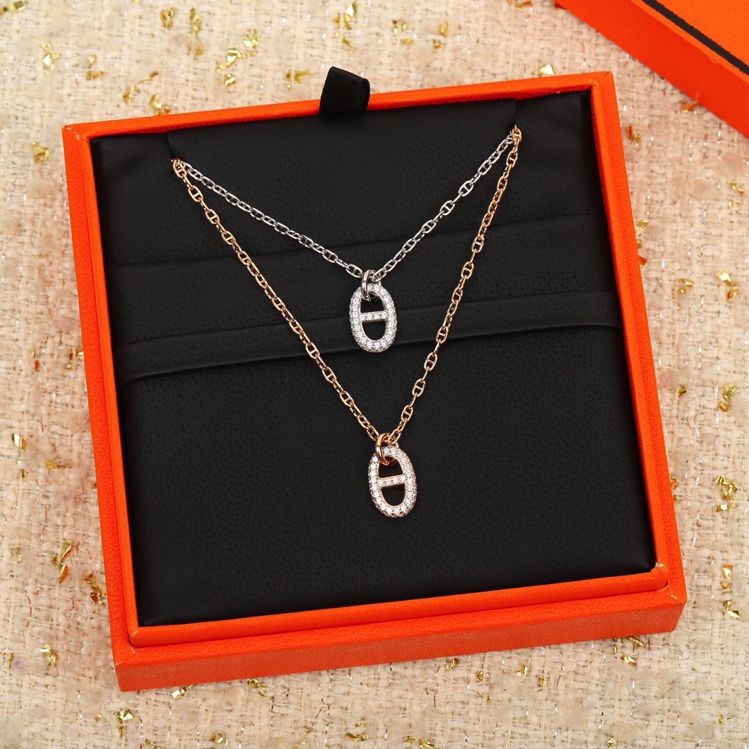 HMNS017 S925 Sterling silver diamond Farandole pendant Necklace small model - ccjewelryacc