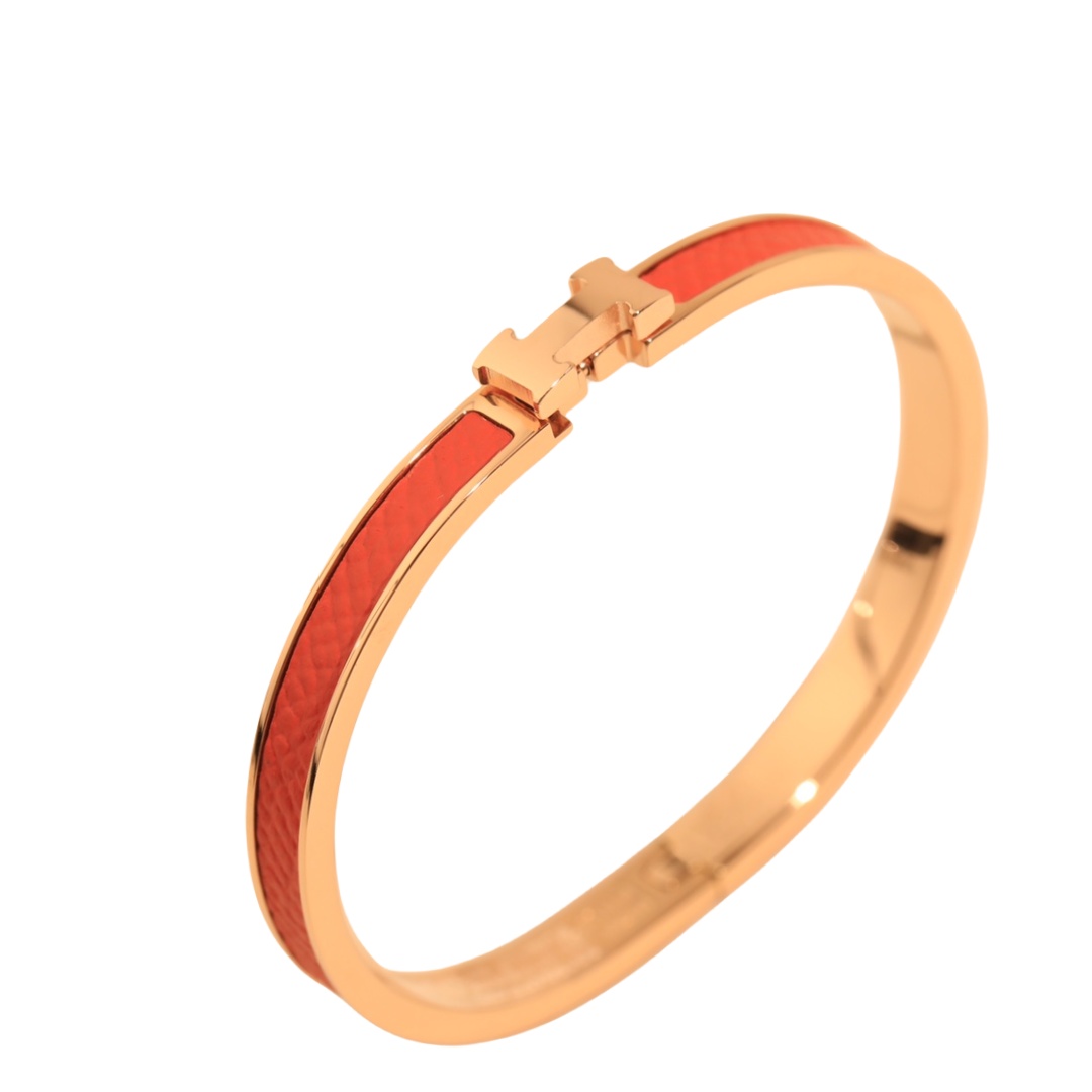 HMS013 Narrow Leater H Bangle Bracelet - ccjewelryacc