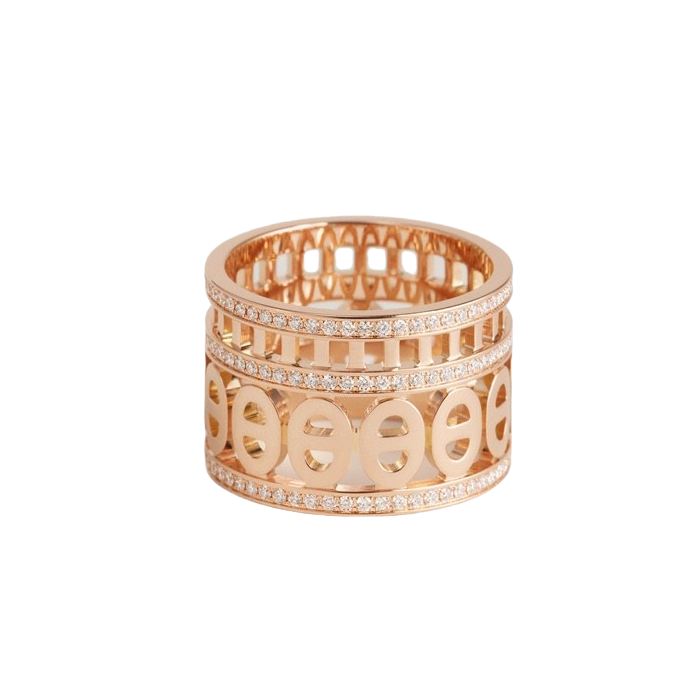 HMRS015 18k rose gold diamond H d'ancre ring - ccjewelryacc