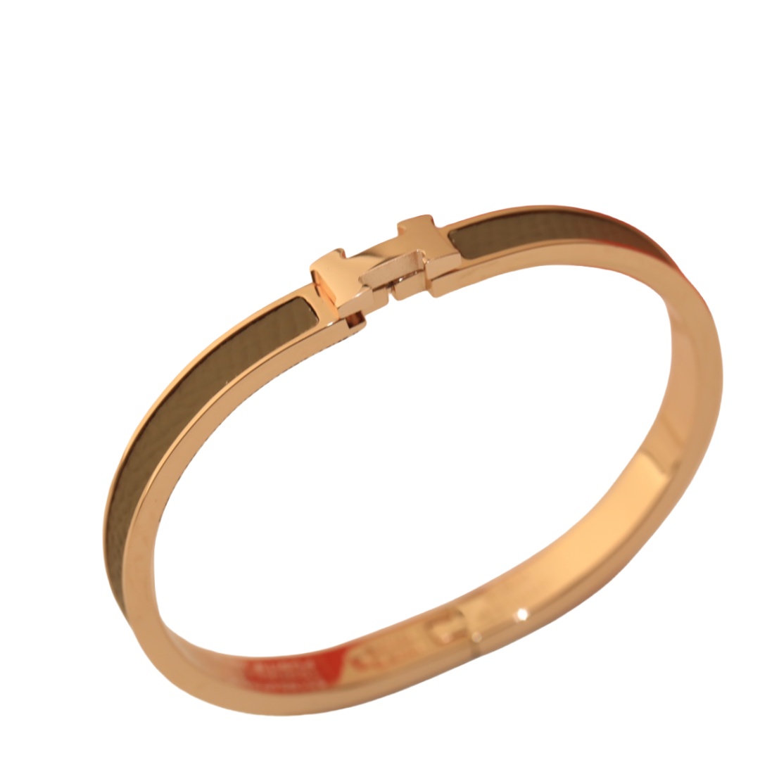 HMS013 Narrow Leater H Bangle Bracelet - ccjewelryacc