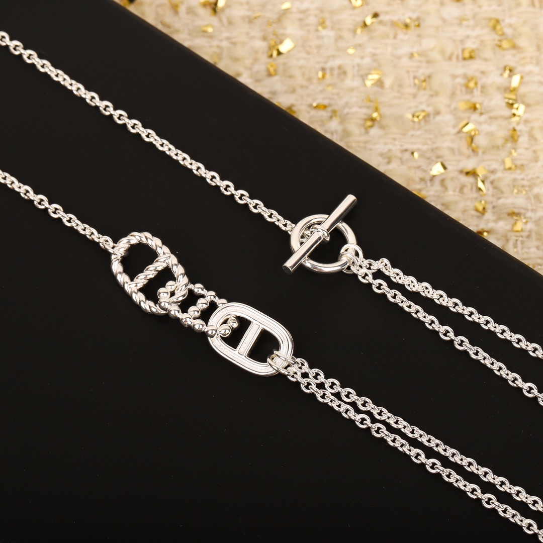 HMNS020 S925 Sterling Silver Parade necklace Large - ccjewelryacc