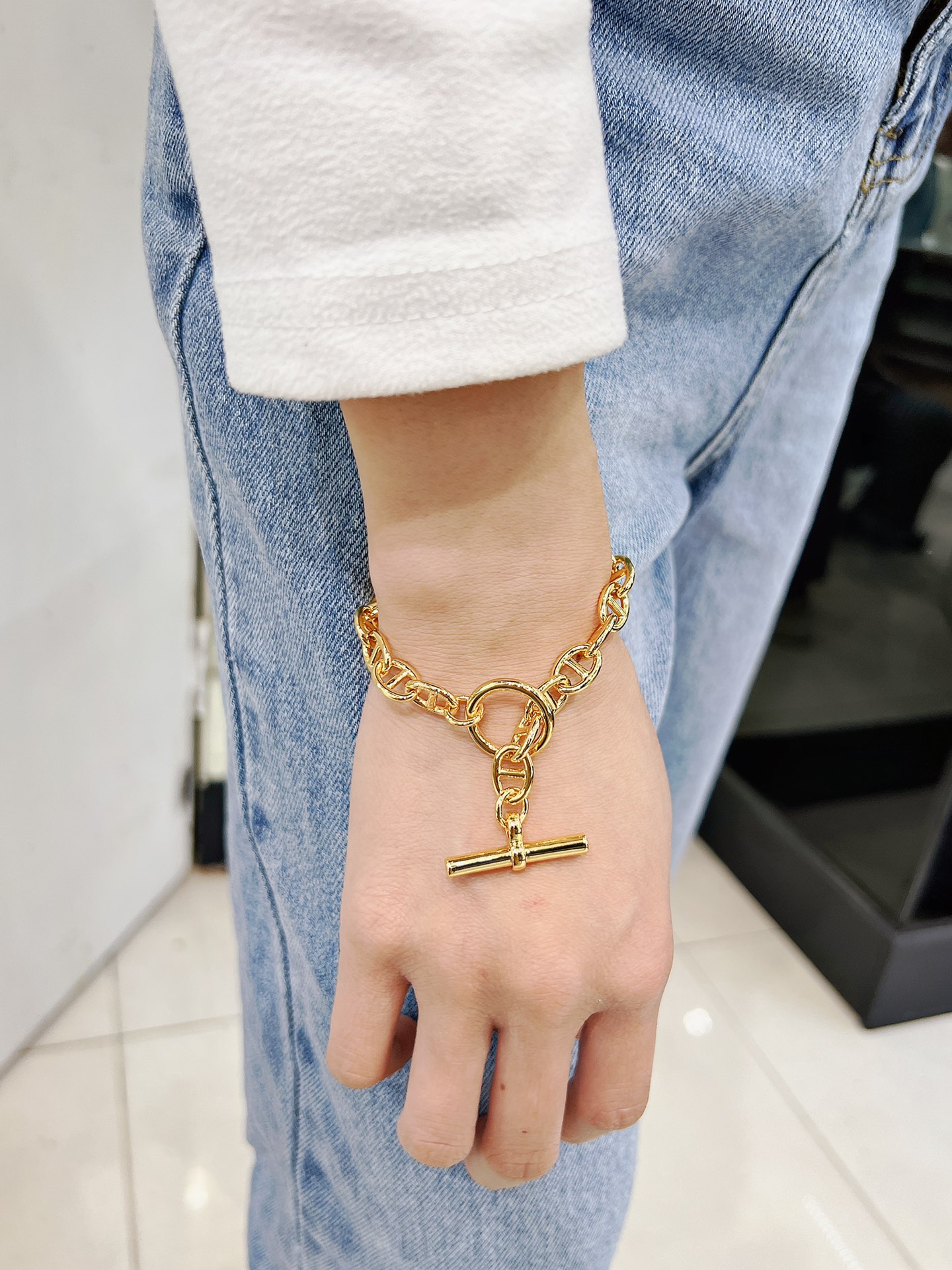 HMS009  Pig Nose OT Bracelet Chain Chaine d'ancre Medium - ccjewelryacc