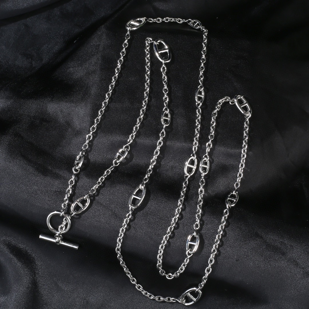HMN018 120cm Long chain H Pig nose  Chaine d'ancre Enchainee necklace - ccjewelryacc