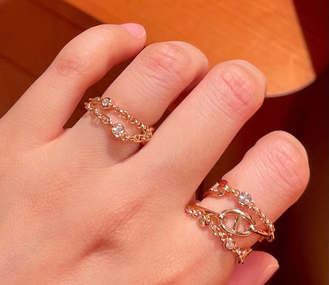 HMR025 18k Rose Gold/white gold Alchimie Hermes ring - ccjewelryacc