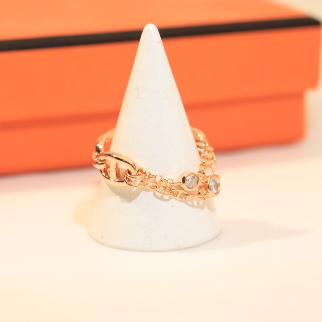 HMR025 18k Rose Gold/white gold Alchimie Hermes ring - ccjewelryacc