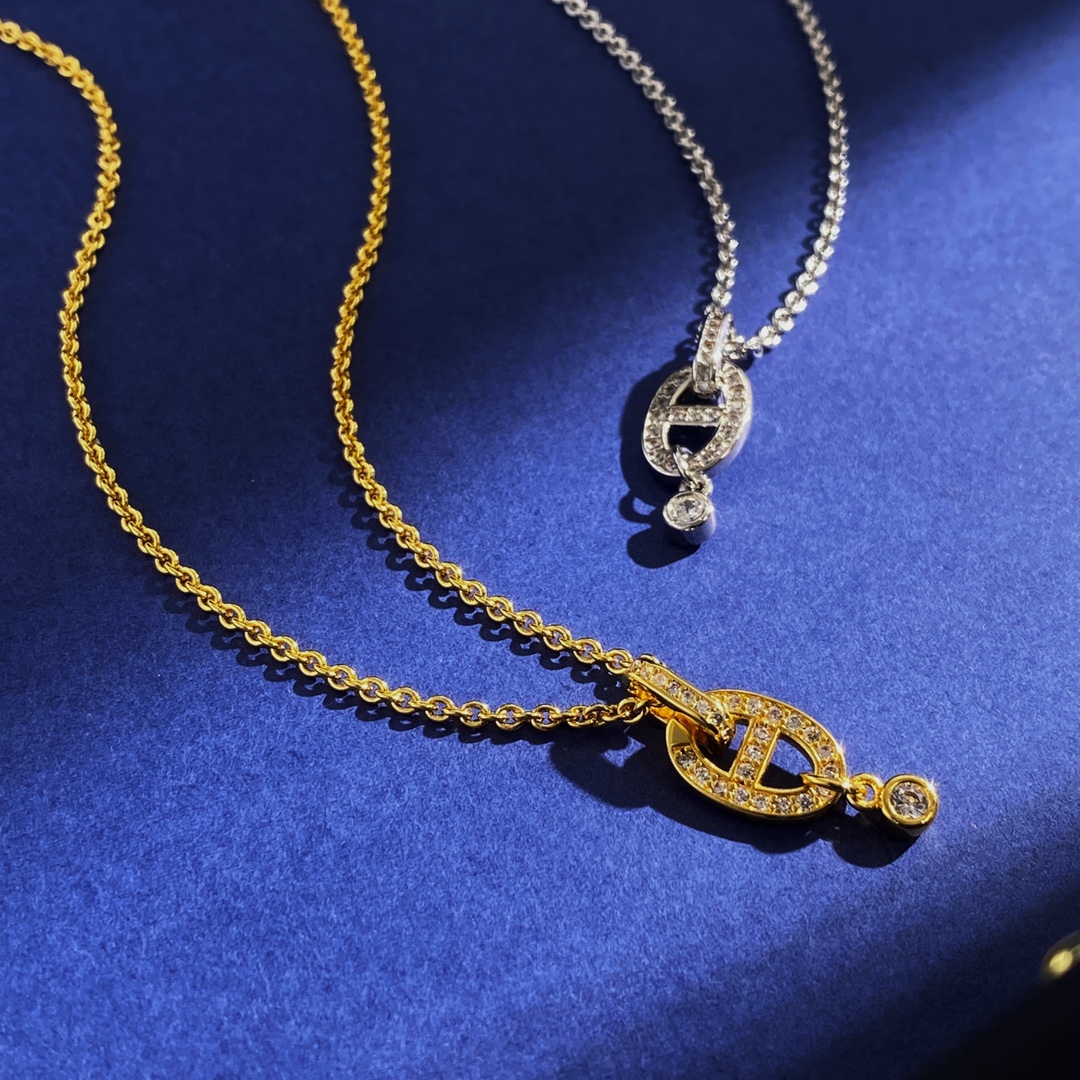 HMN003 Farandole Pendant Necklace White Gold Plated and Diamonds - ccjewelryacc