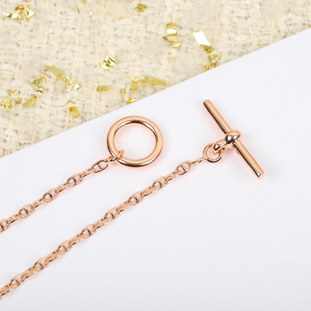 HMNS009 S925 Sterling Silver FARANDOLE Rose GOLD NECKLACE bracelet - ccjewelryacc