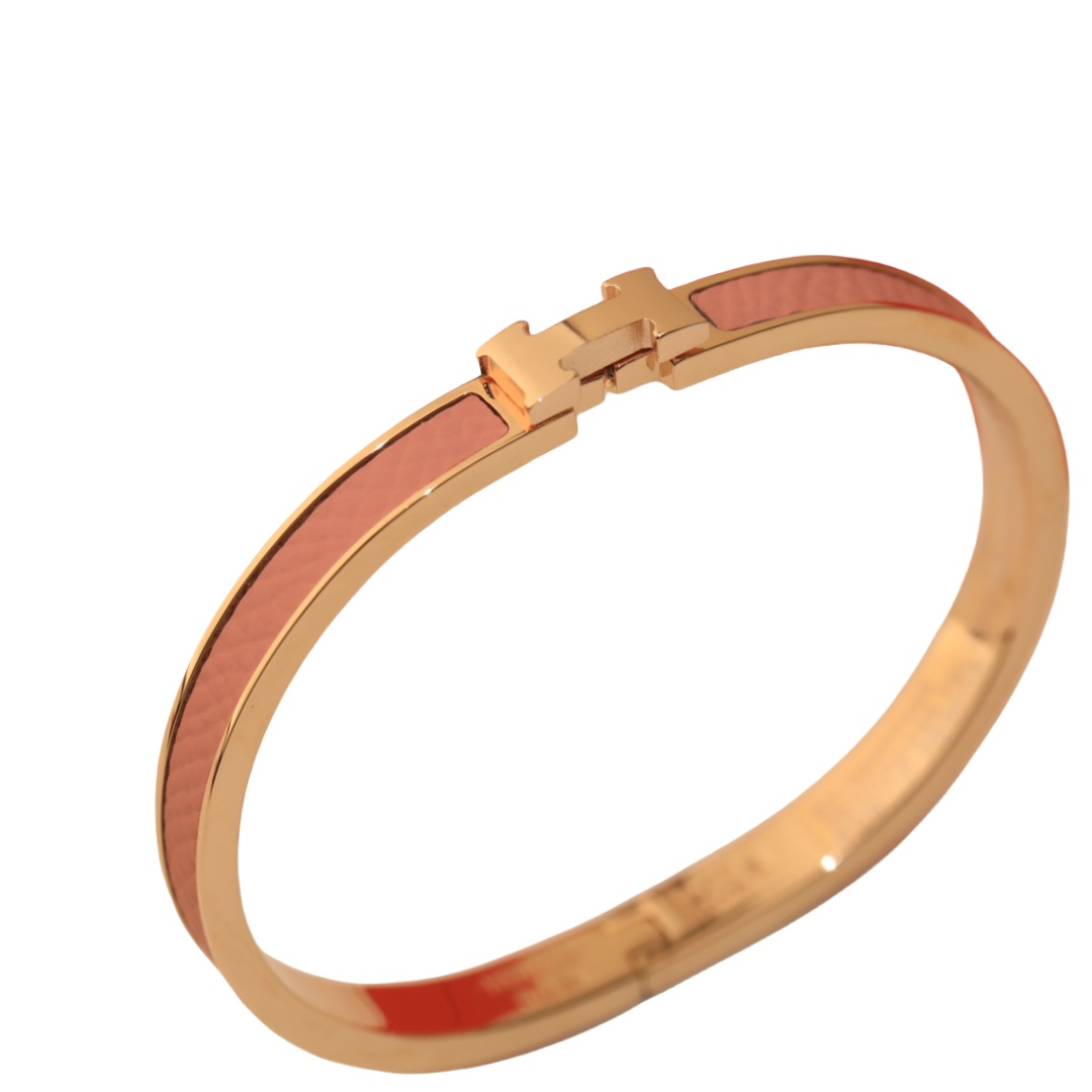 HMS013 Narrow Leater H Bangle Bracelet - ccjewelryacc