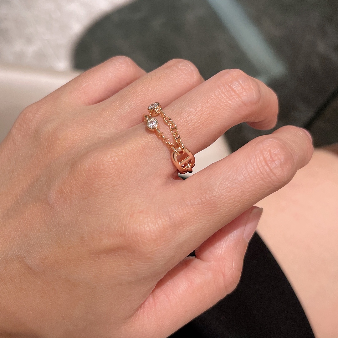 HMR025 18k Rose Gold/white gold Alchimie Hermes ring - ccjewelryacc