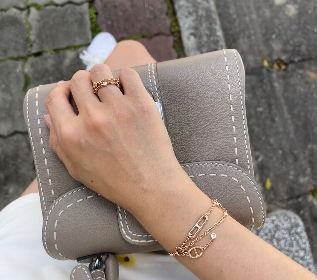 HMR025 18k Rose Gold/white gold Alchimie Hermes ring - ccjewelryacc