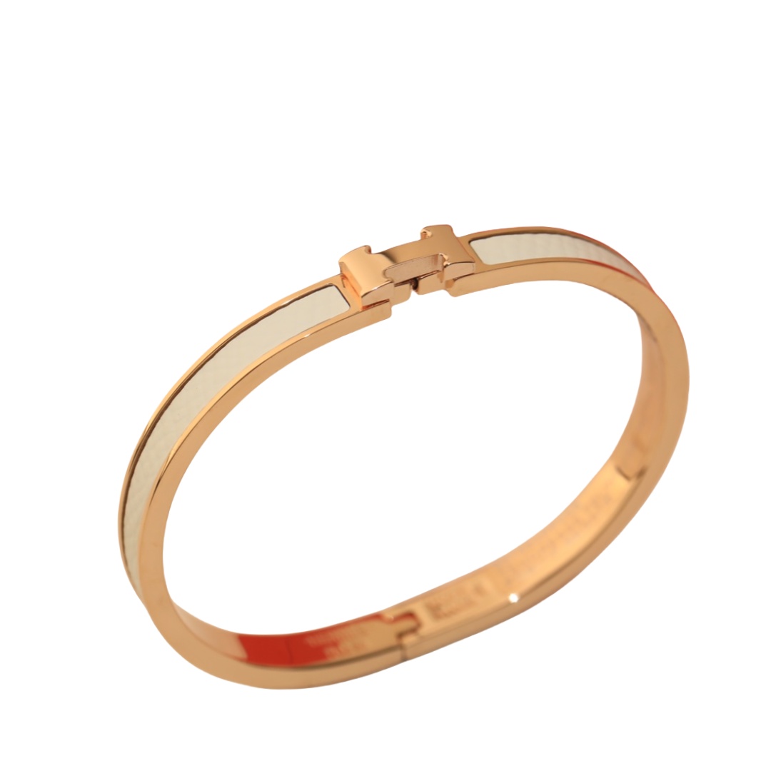 HMS013 Narrow Leater H Bangle Bracelet - ccjewelryacc
