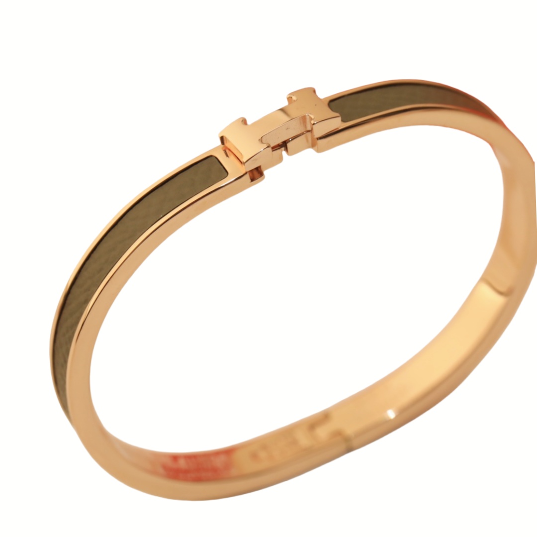 HMS013 Narrow Leater H Bangle Bracelet - ccjewelryacc