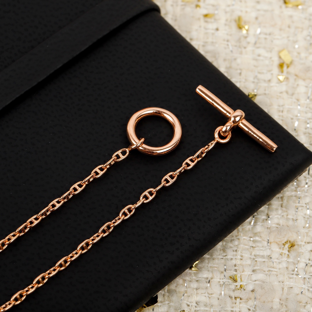 HMNS009 S925 Sterling Silver FARANDOLE Rose GOLD NECKLACE bracelet - ccjewelryacc