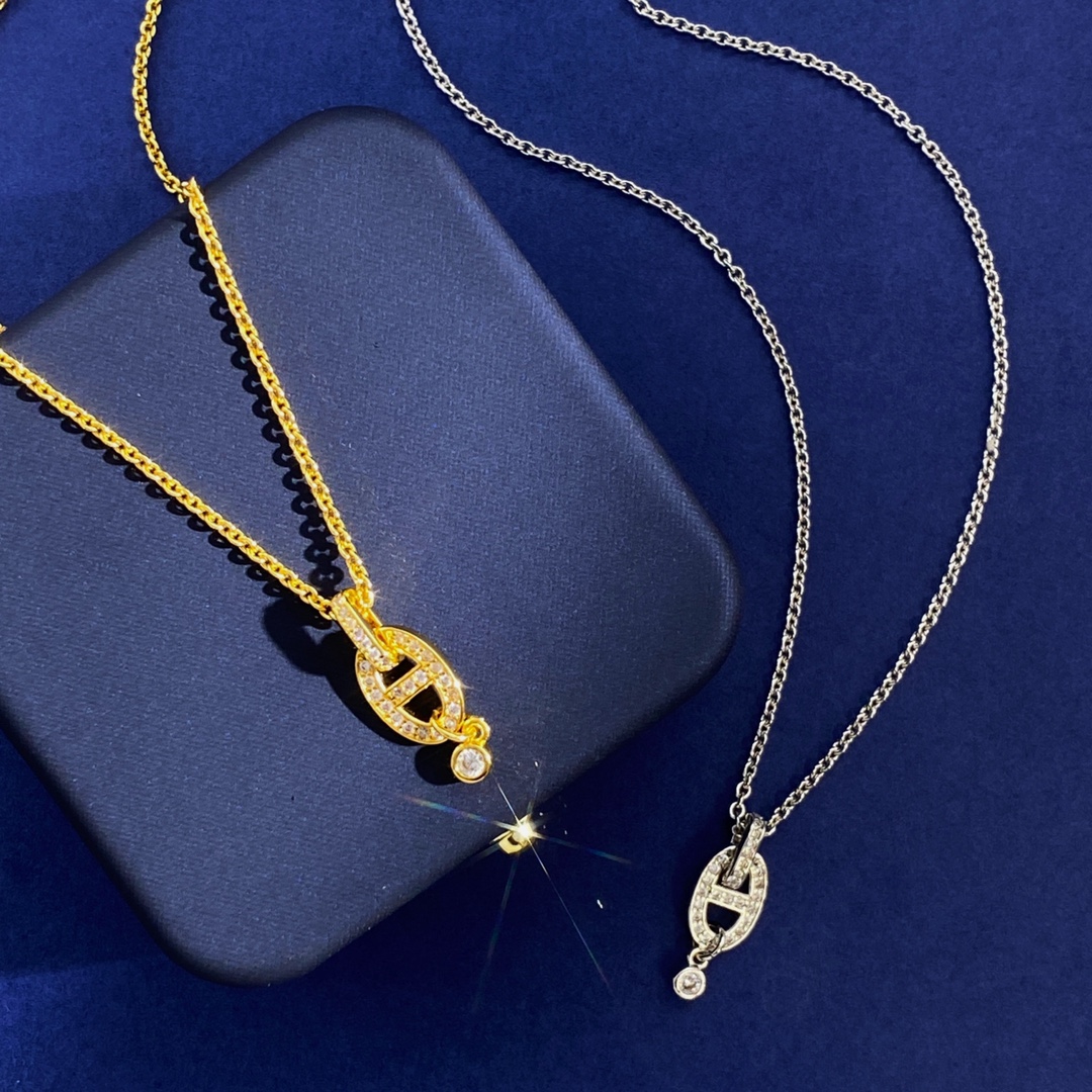 HMN003 Farandole Pendant Necklace White Gold Plated and Diamonds - ccjewelryacc