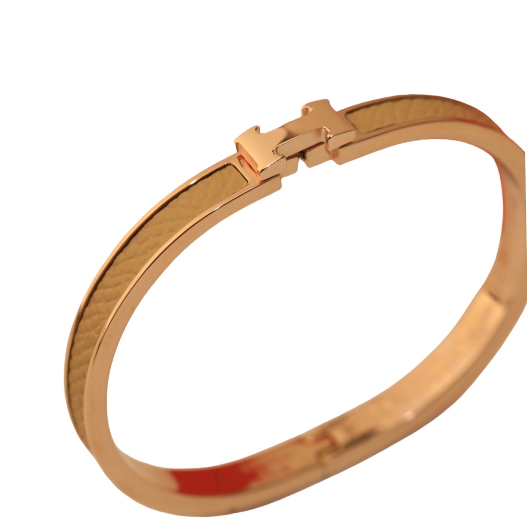 HMS013 Narrow Leater H Bangle Bracelet - ccjewelryacc