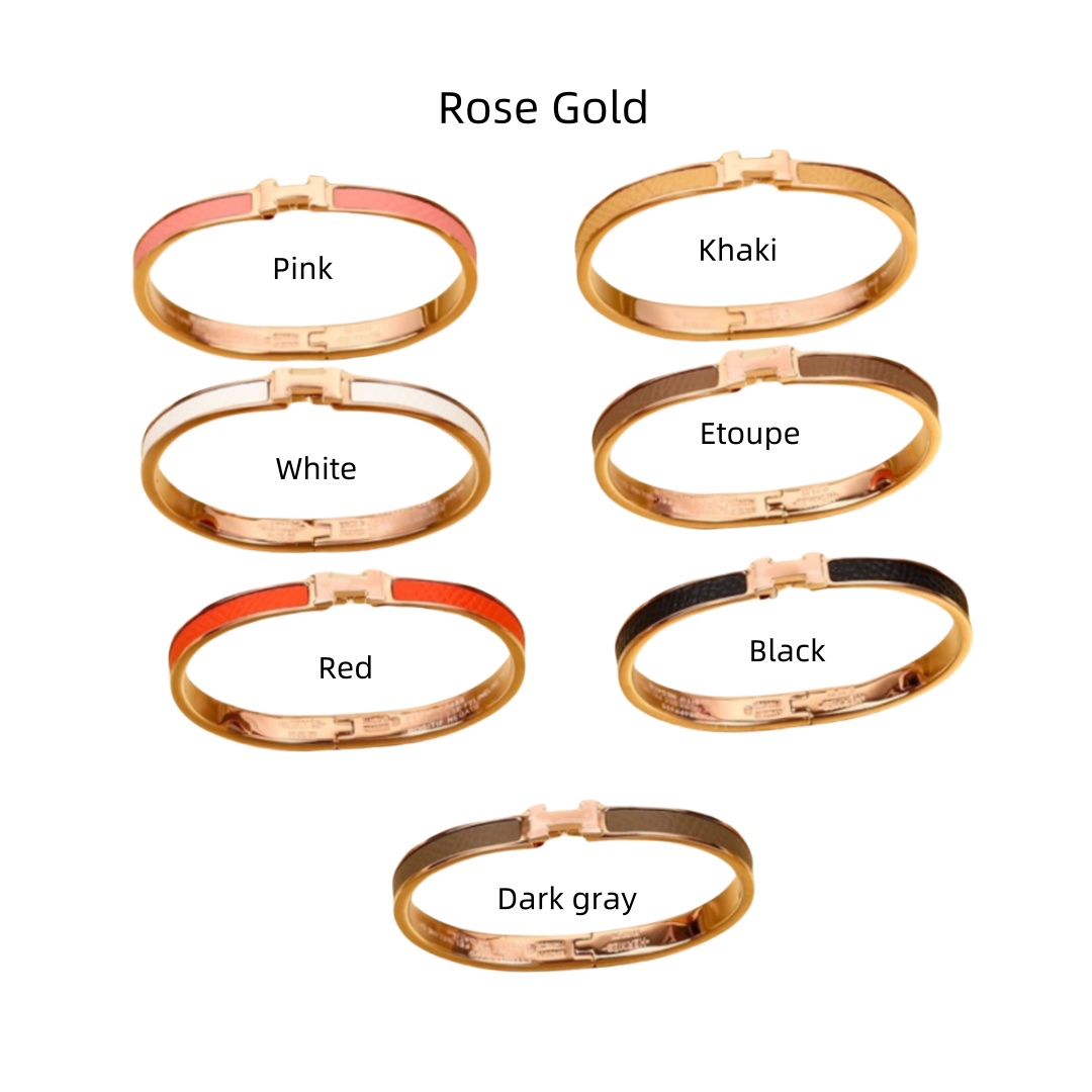 HMS013 Narrow Leater H Bangle Bracelet - ccjewelryacc
