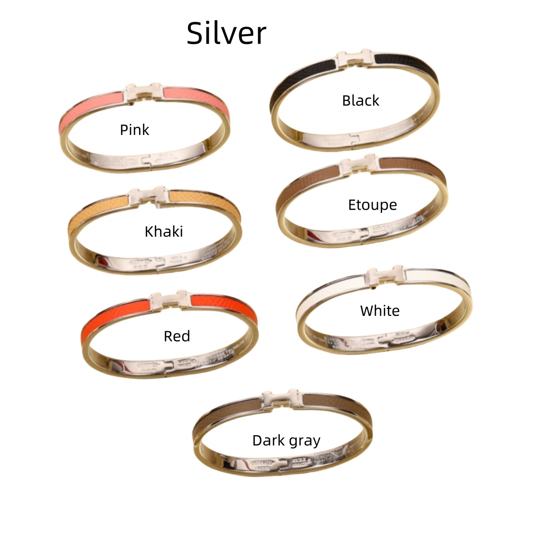 HMS013 Narrow Leater H Bangle Bracelet - ccjewelryacc