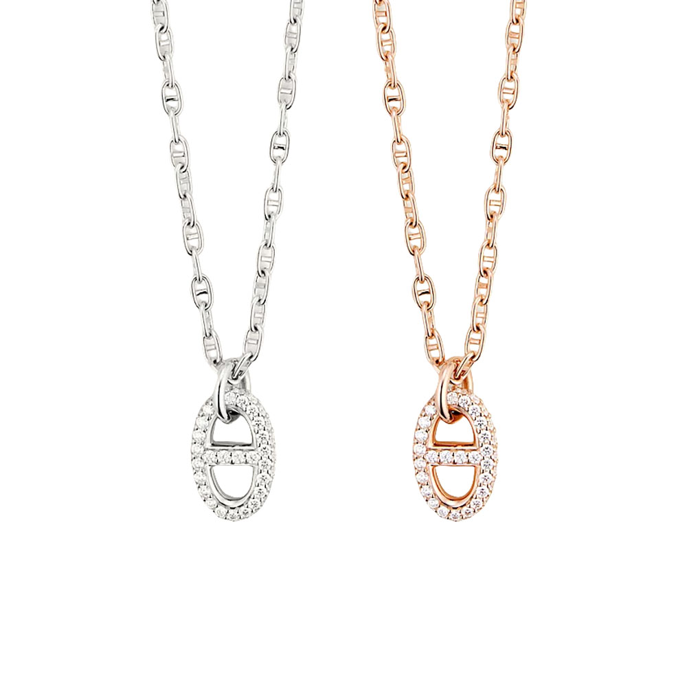 HMNS017 S925 Sterling silver diamond Farandole pendant Necklace small model - ccjewelryacc