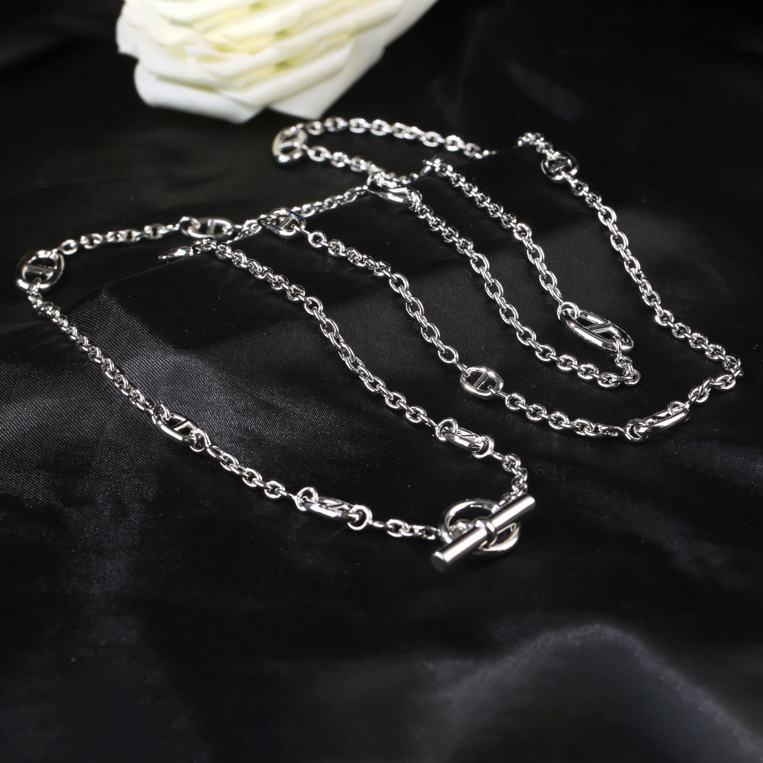 HMN018 120cm Long chain H Pig nose  Chaine d'ancre Enchainee necklace - ccjewelryacc