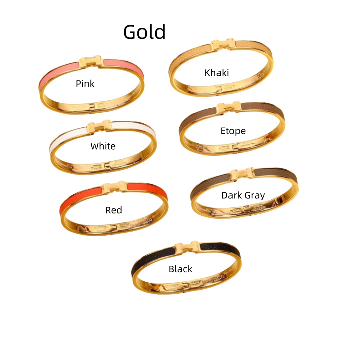 HMS013 Narrow Leater H Bangle Bracelet - ccjewelryacc