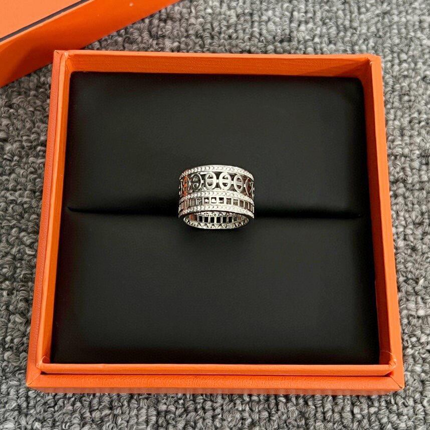 HMRS015 18k rose gold diamond H d'ancre ring - ccjewelryacc