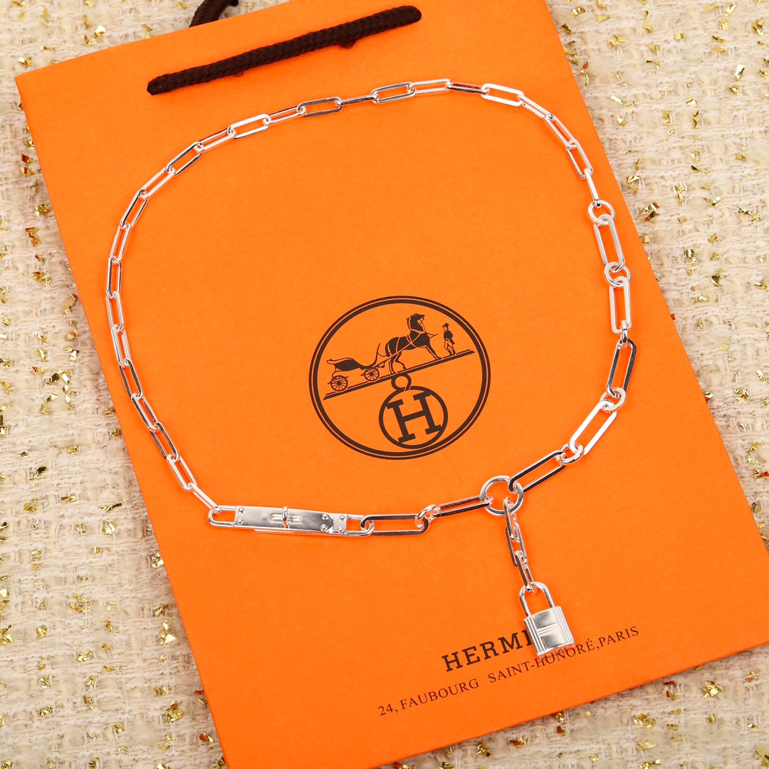 HMNS021 S925 Sterling Silver Kelly Chaine lariat necklace, small model - ccjewelryacc