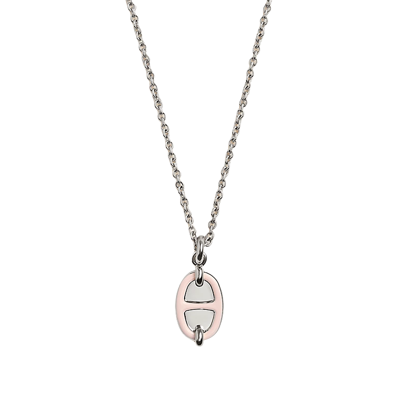 HMNS022 S925 Sterling Silver Mini Maillon pendant necklace small model - ccjewelryacc