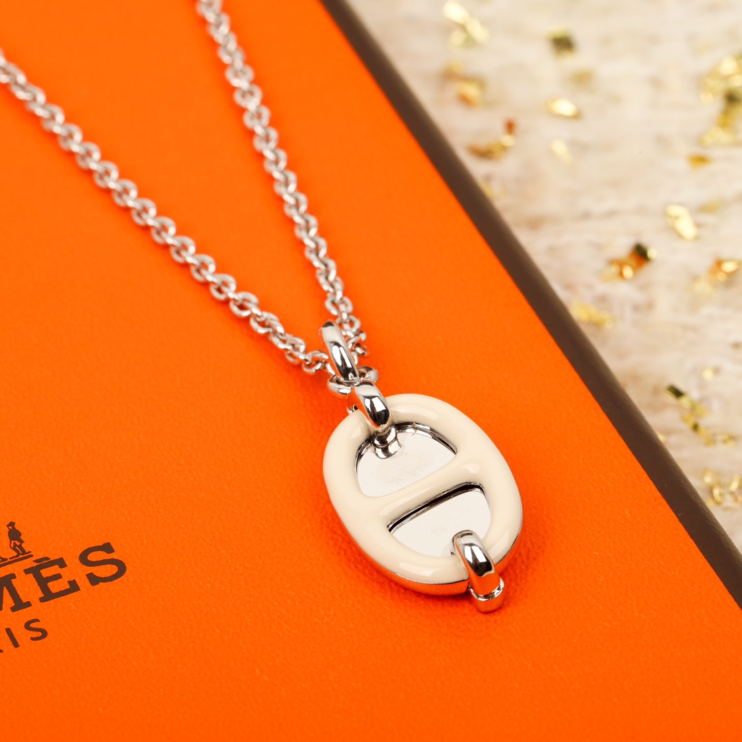 HMNS022 S925 Sterling Silver Mini Maillon pendant necklace small model - ccjewelryacc
