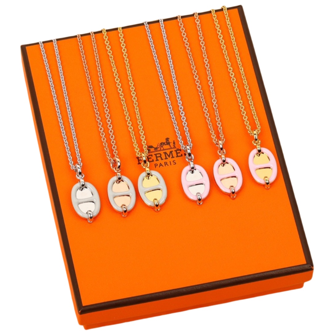 HMNS022 S925 Sterling Silver Mini Maillon pendant necklace small model - ccjewelryacc