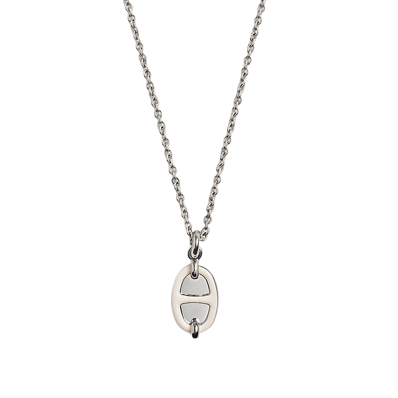 HMNS022 S925 Sterling Silver Mini Maillon pendant necklace small model - ccjewelryacc