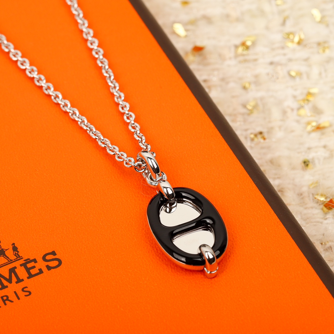 HMNS022 S925 Sterling Silver Mini Maillon pendant necklace small model - ccjewelryacc