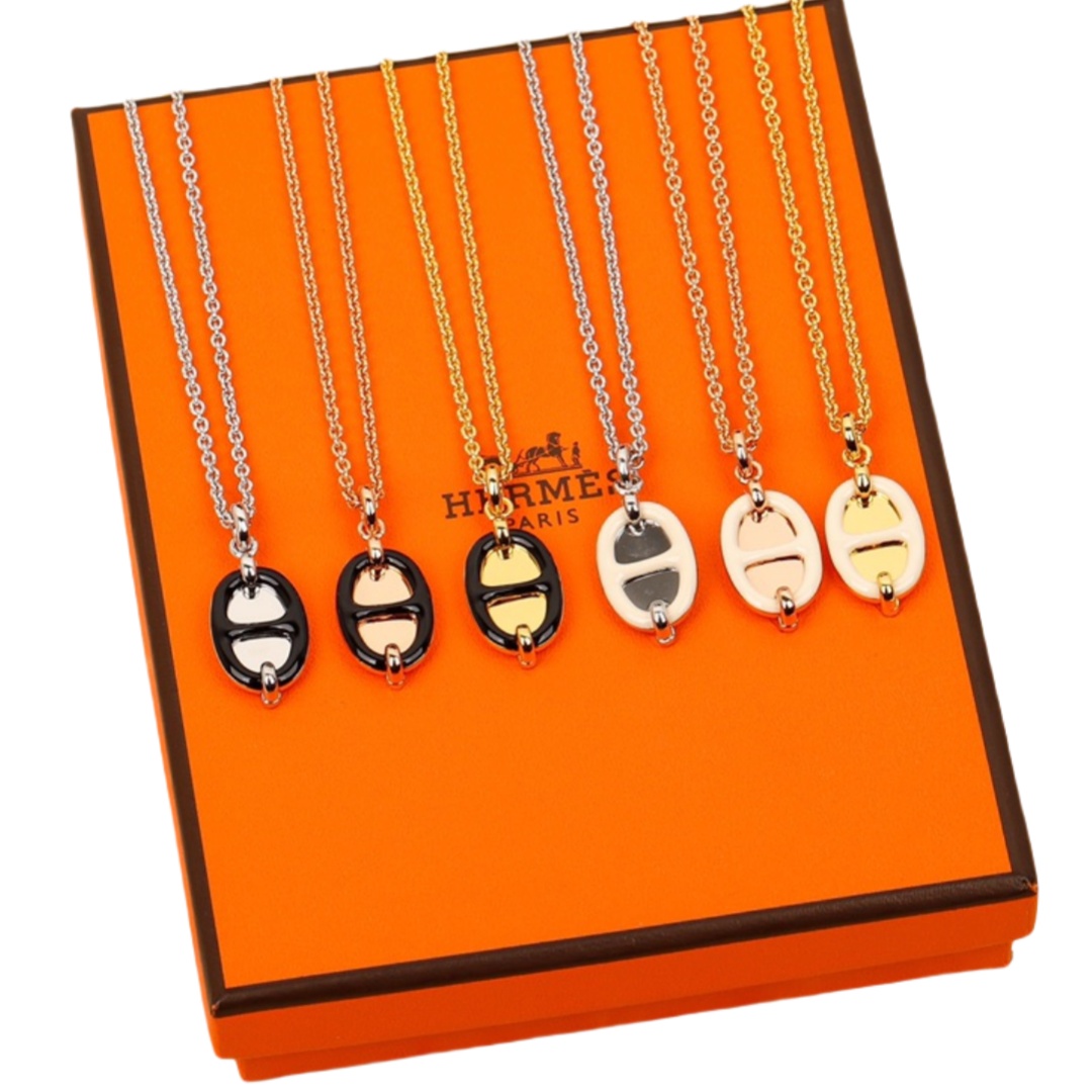 HMNS022 S925 Sterling Silver Mini Maillon pendant necklace small model - ccjewelryacc