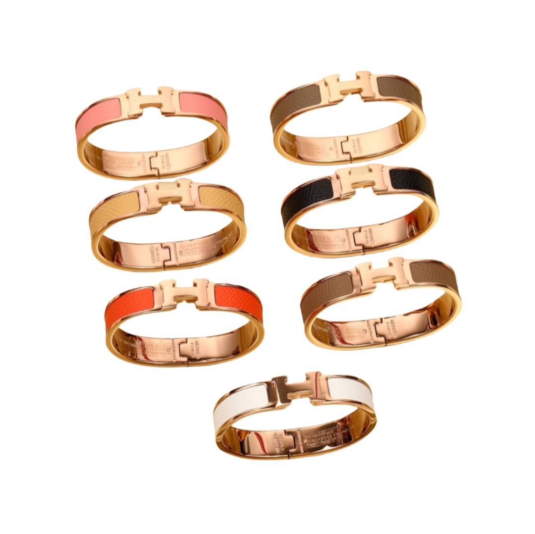 HMS011  leater Clic H Bangle Bracelet Middle - ccjewelryacc