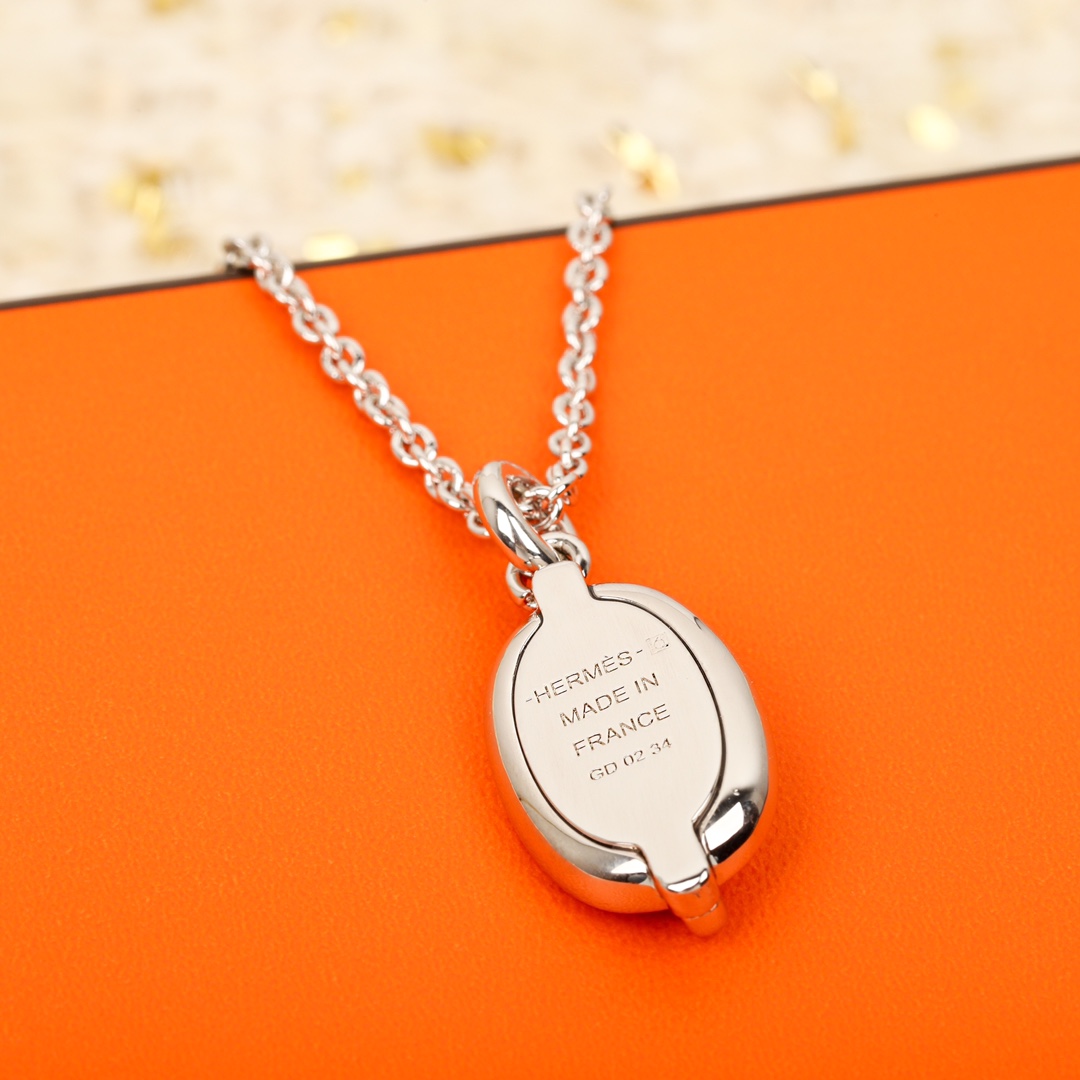 HMNS022 S925 Sterling Silver Mini Maillon pendant necklace small model - ccjewelryacc