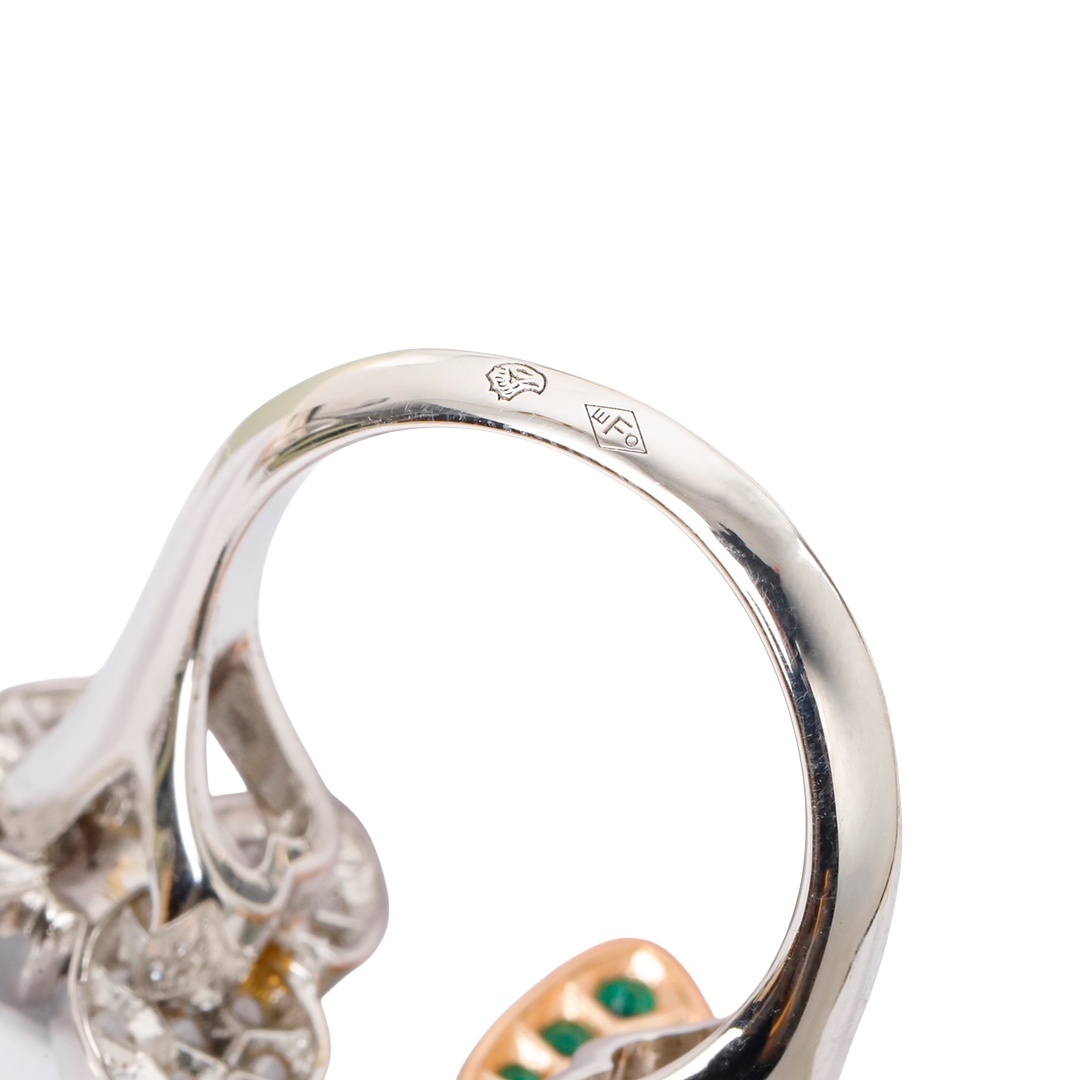 VCRS001 18k White Gold diamond Two Butterfly Ring - ccjewelryacc