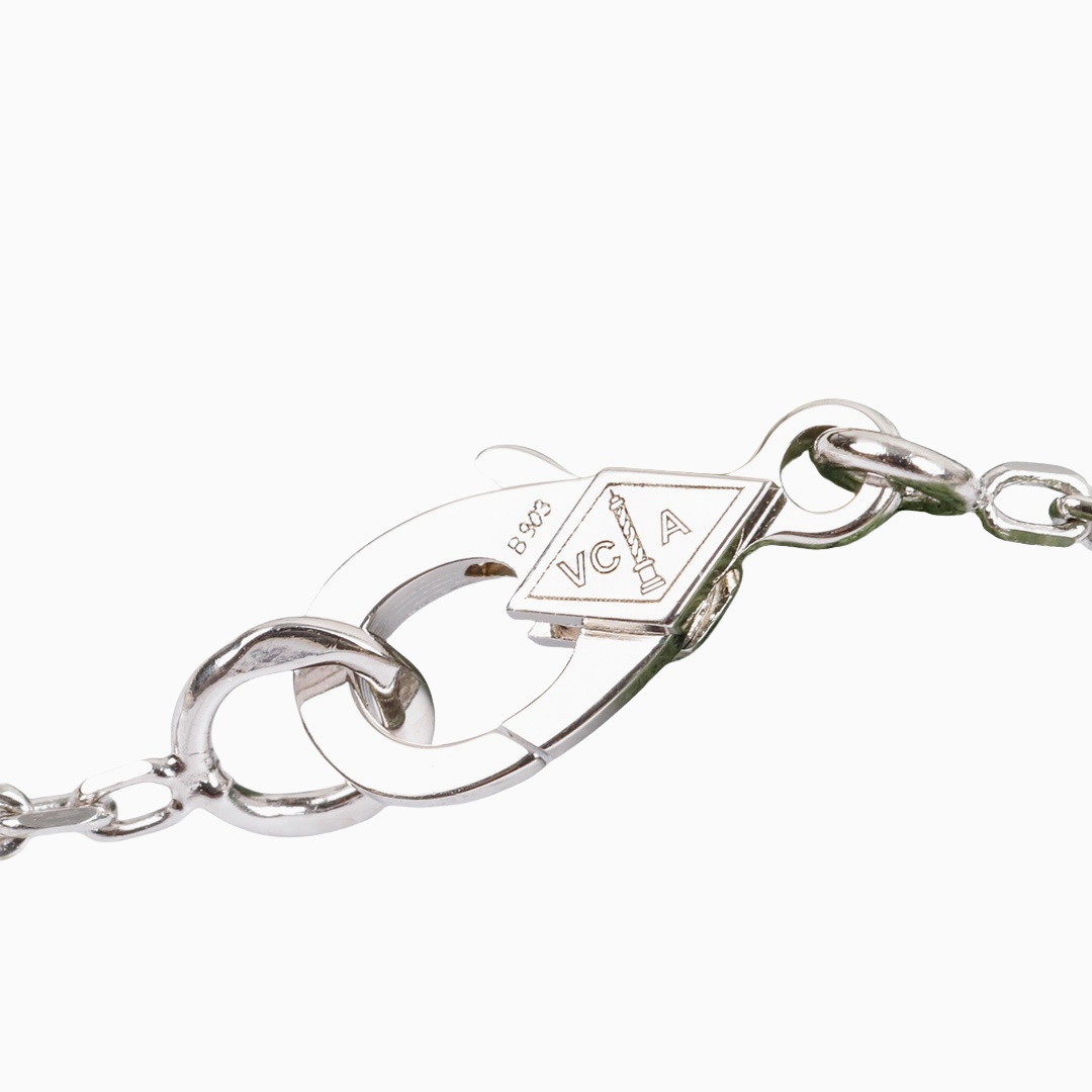 VCNS006 18k white gold diamond vca Lotus clip pendant, medium model - ccjewelryacc