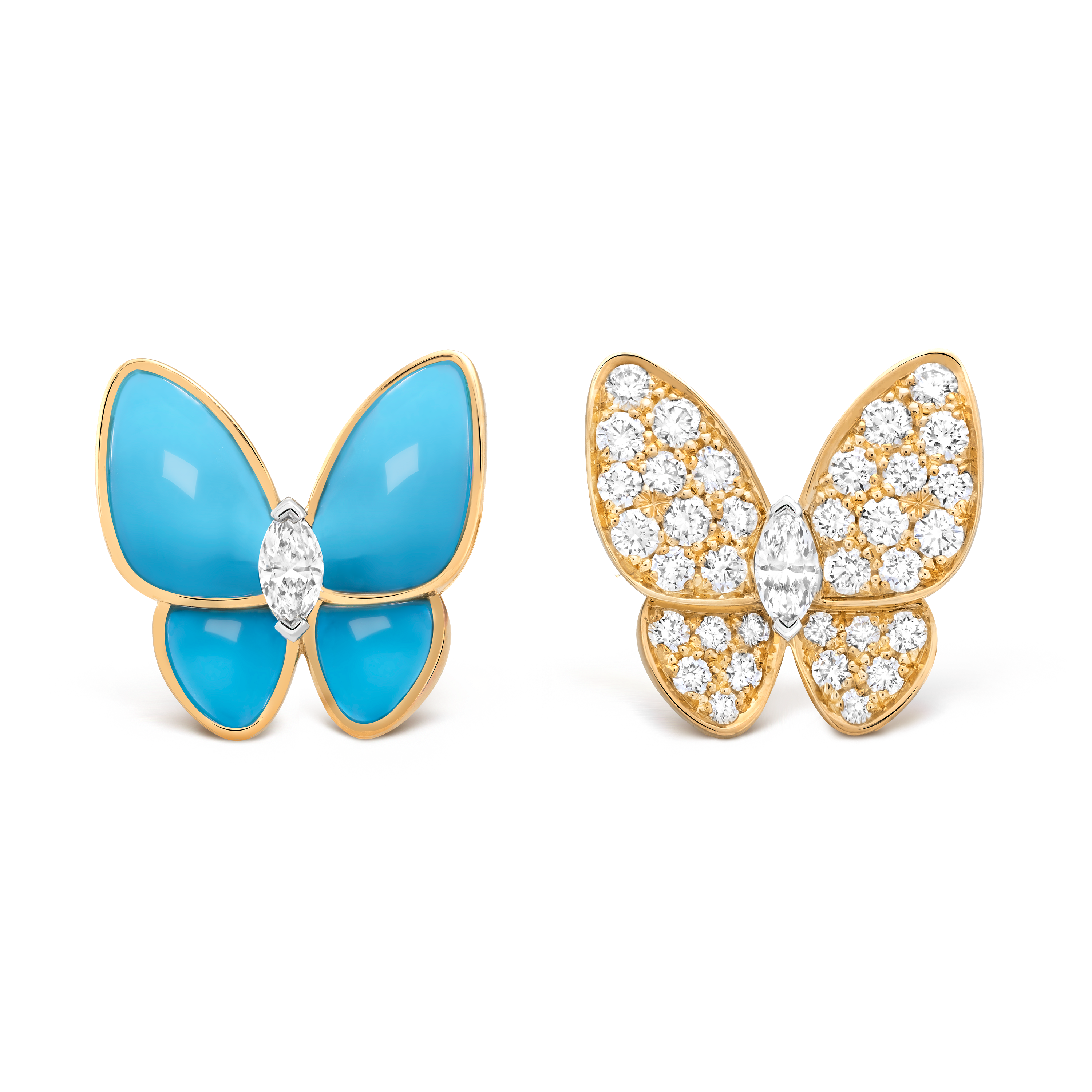 VCE005 Van cleef turquoise two butterfly earring clips - ccfashionjewelry